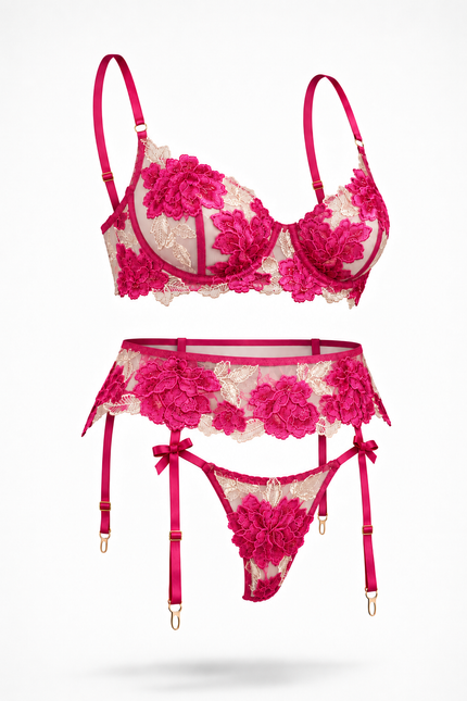 Pink Obsession - růžový krajkový set
