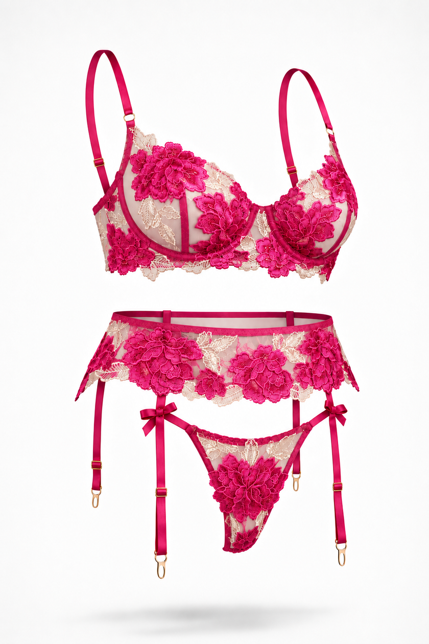Pink Obsession - růžový krajkový set